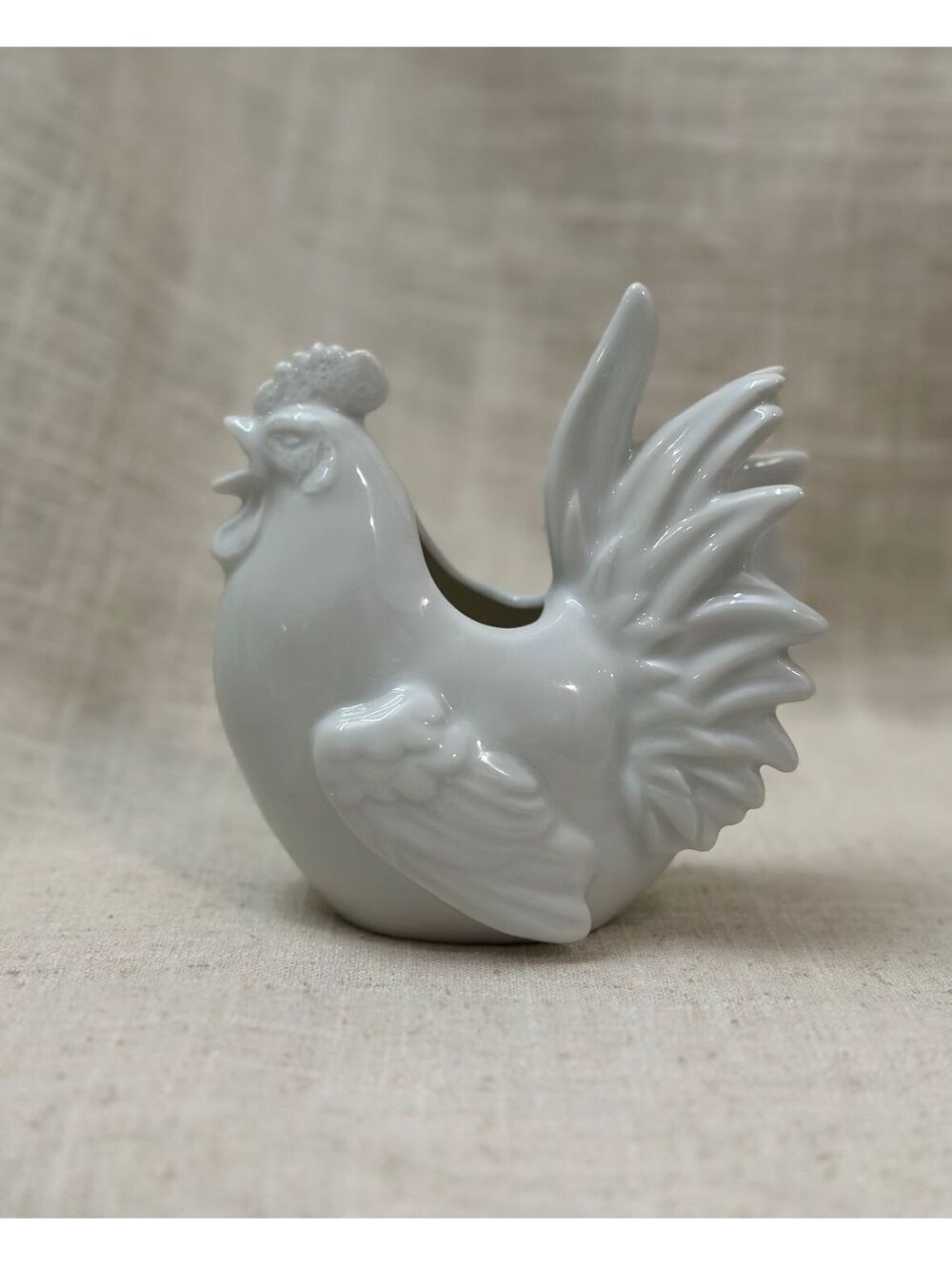 Vintage White Porcelain Rooster Chicken 5" Creamer Pitcher Country Novelty